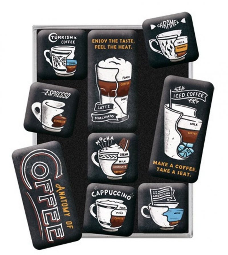Billede af Køleskabsmagneter Om Kaffe - Anatomy Of Coffee - Sæt Med 9 Stk