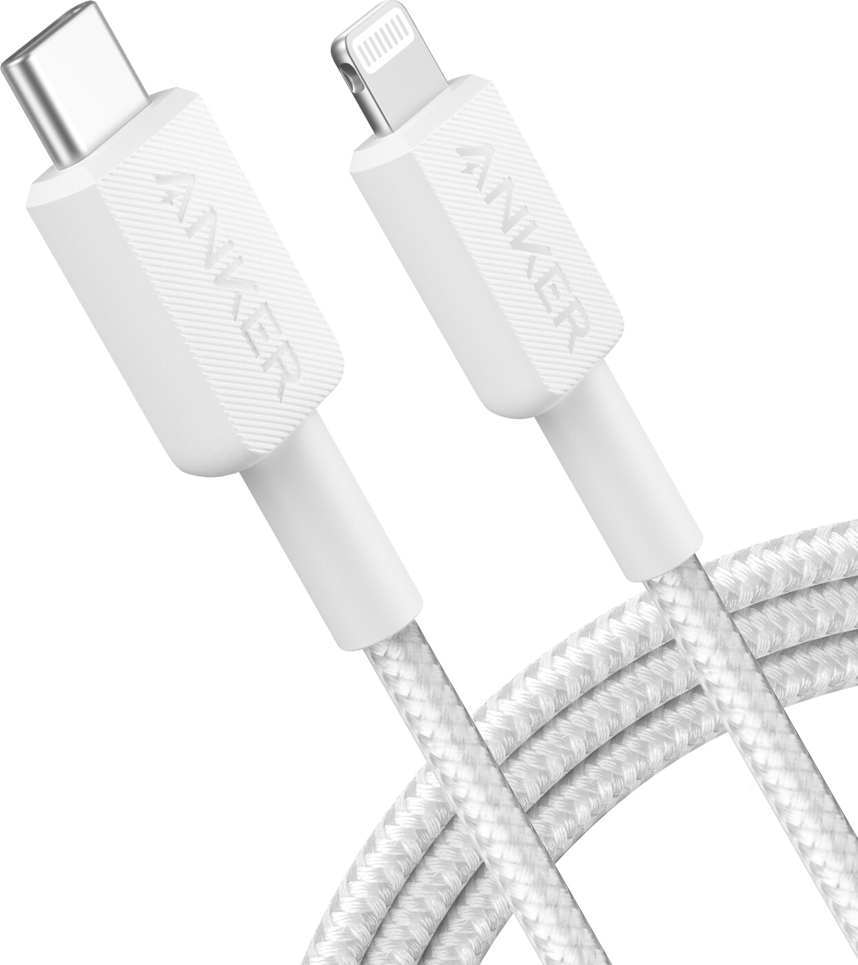Anker 322 USB-C til Lightning-kabel (6 fod, flettet) - hvid