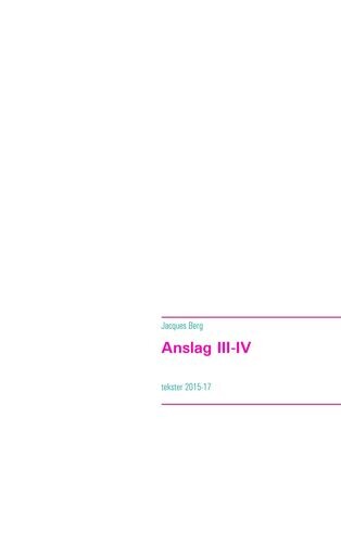Billede af Anslag Iii-iv - Jacques Berg - Bog