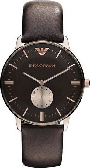 Armani - Herreur - Ar0383 - Rund 40 Mm - Læder - Sort
