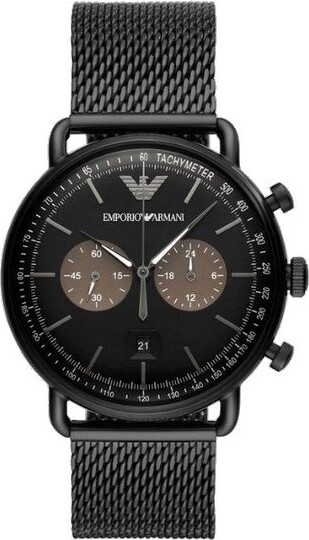 Armani - Herreur - Ar11142 - Rund 43 Mm - Stål - Sort