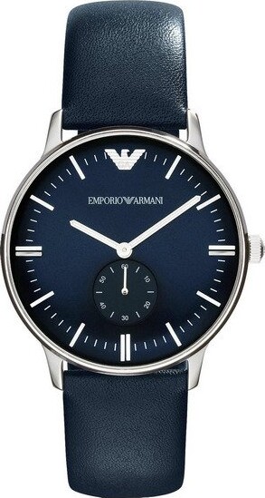 Armani - Herreur - Ar1647 - Rund 40 Mm - Læder - Blå