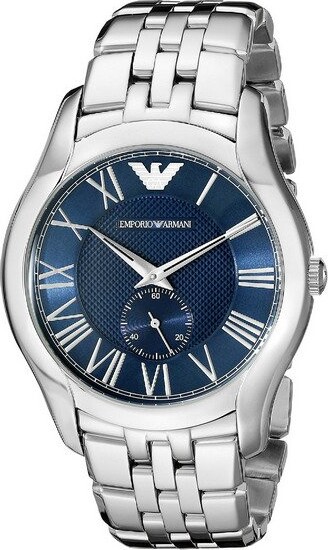 Armani - Herreur - Ar1789 - Rund 45 Mm - Stål - Sølv Blå