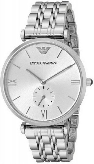 Armani - Herreur - Ar1819 - Rund 40 Mm - Stål - Sølv