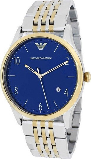 Armani - Herreur - Ar1868 - Rund 41 Mm - Stål - Sølv Guld Blå