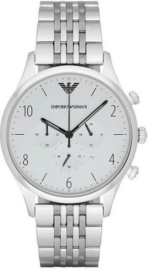 Armani - Herreur - Ar1879 - Rund 43 Mm - Stål - Sølv