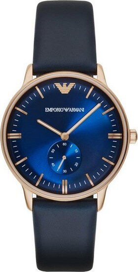 Armani - Herreur - Ar2071 - Rund 40 Mm - Læder - Blå
