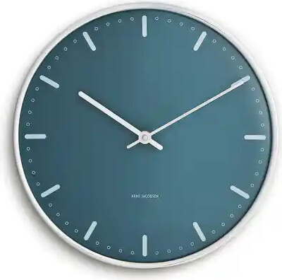 Arne Jacobsen - City Hall Vægur - ø21 Cm - Blå