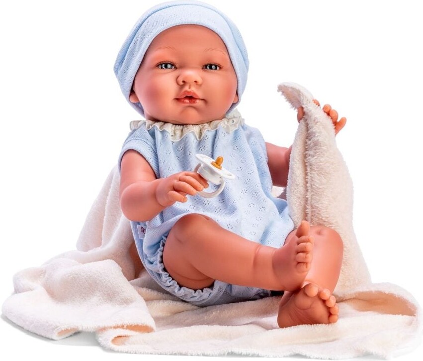 Asi - Pablo Baby Dukke - Dreng - 43 Cm - Lyseblåt Tøj Med Tæppe