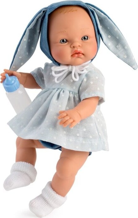 Asi - Alex Baby Dukke - Pige - 36 Cm - Blå Kjole Og Kanin ører