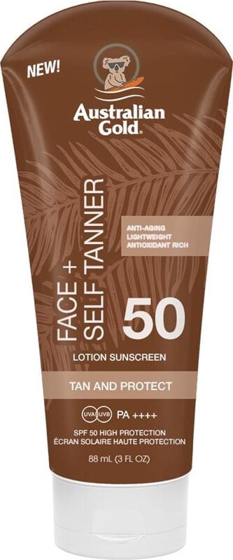 Se Australian Gold - Face Self Tanner Spf50 Lotion Sunscreen 88 Ml hos Gucca.dk