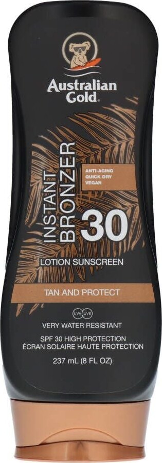 Se Australian Gold - Instant Bronzer Sunscreen Lotion Spf 30 237 Ml hos Gucca.dk