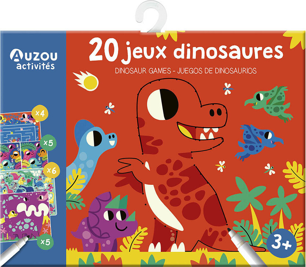 Auzou Activités - Dinosaurer Aktivitetskort - 20 Opgaver