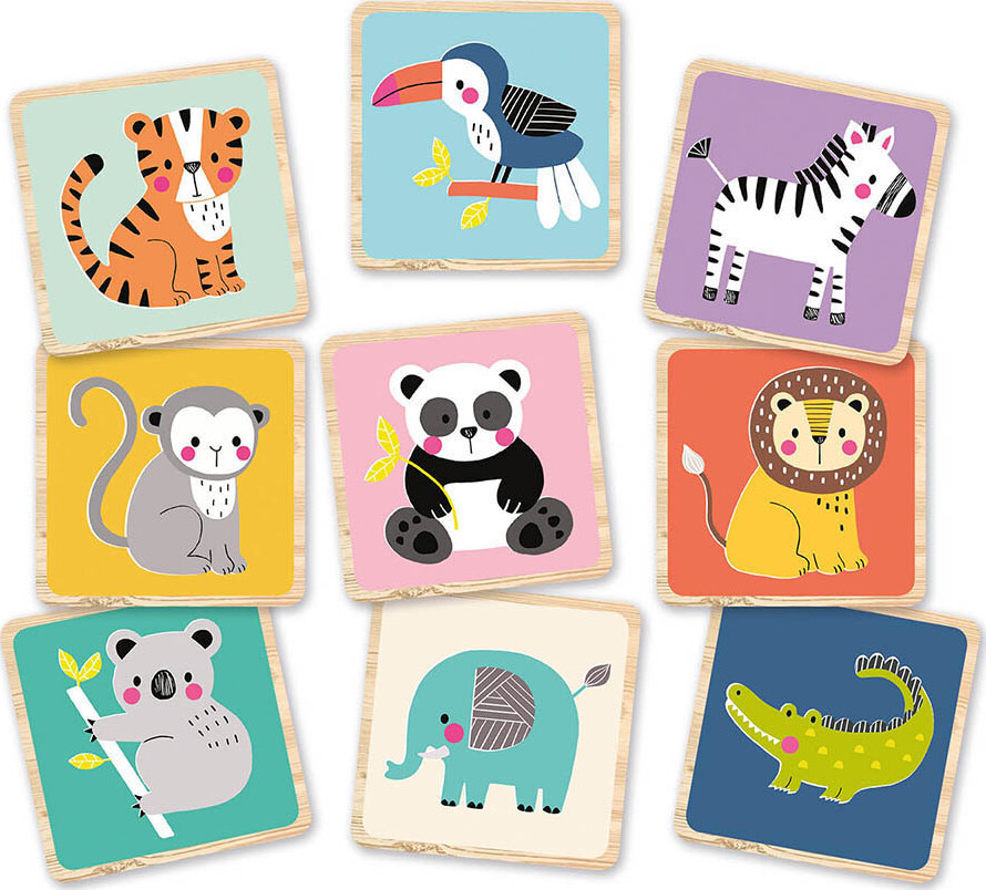 Auzou - Huskespil Af Træ - Vilde Dyr