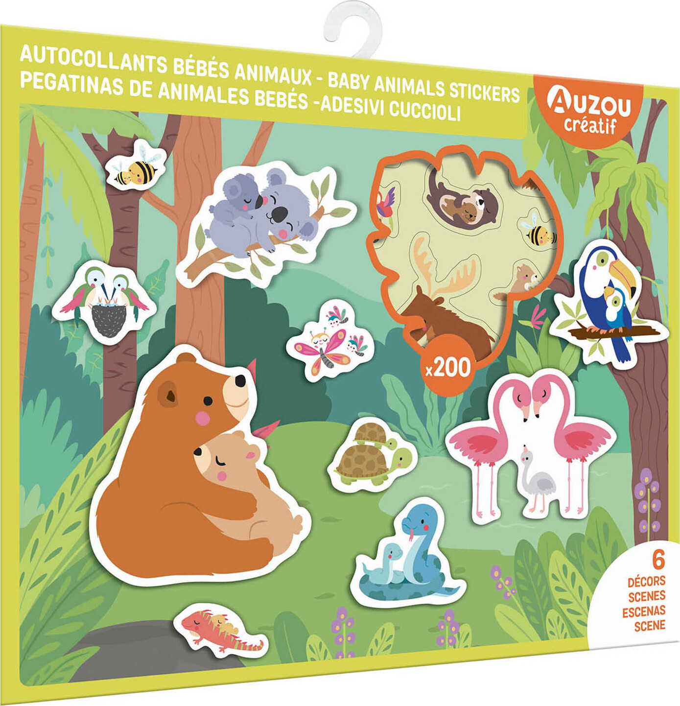 Auzou - Klistermærker - Dyreunger 200 Stk