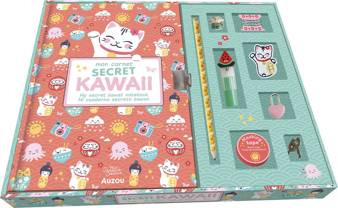 Auzou - Mit Kontor - Kawaii Notesbog Med Lås