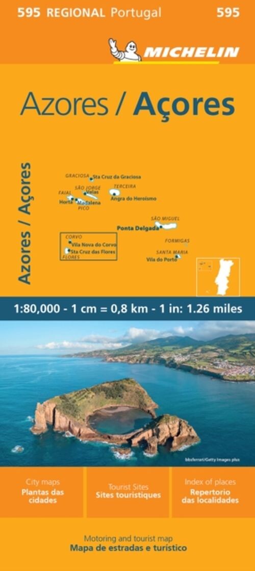 Michelin Kort Portugal Blad 595: Azores - English book