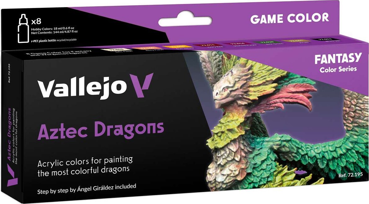 Vallejo - Game Color Maling Sæt - Aztec Dragons - Fantasy - 8x18 Ml