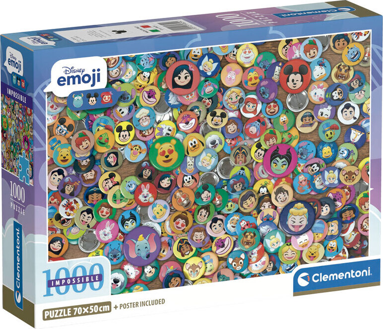 Se Disney Puslespil - Emoji - Impossible - 1000 Brikker - Clementoni hos Gucca.dk
