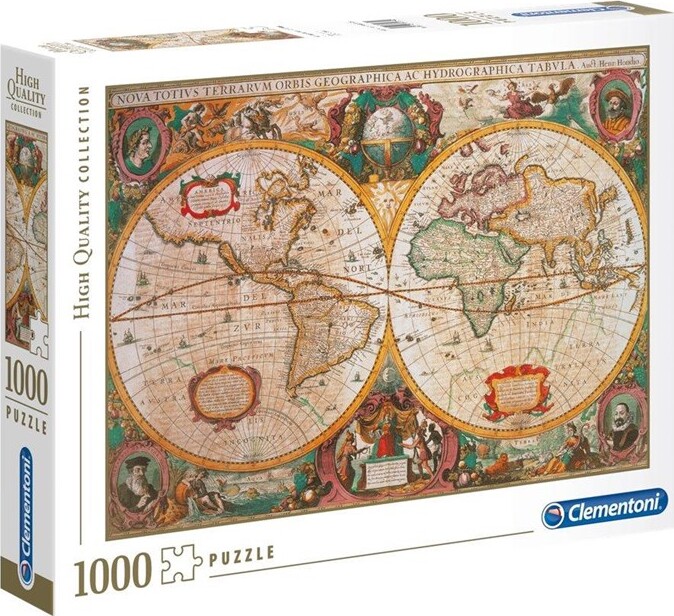 Clementoni Puslespil - Old Map - High Quality - 1000 Brikker