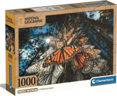 Clementoni Puslespil - National Geographic Monarch Butterflies - 1000 Brikker