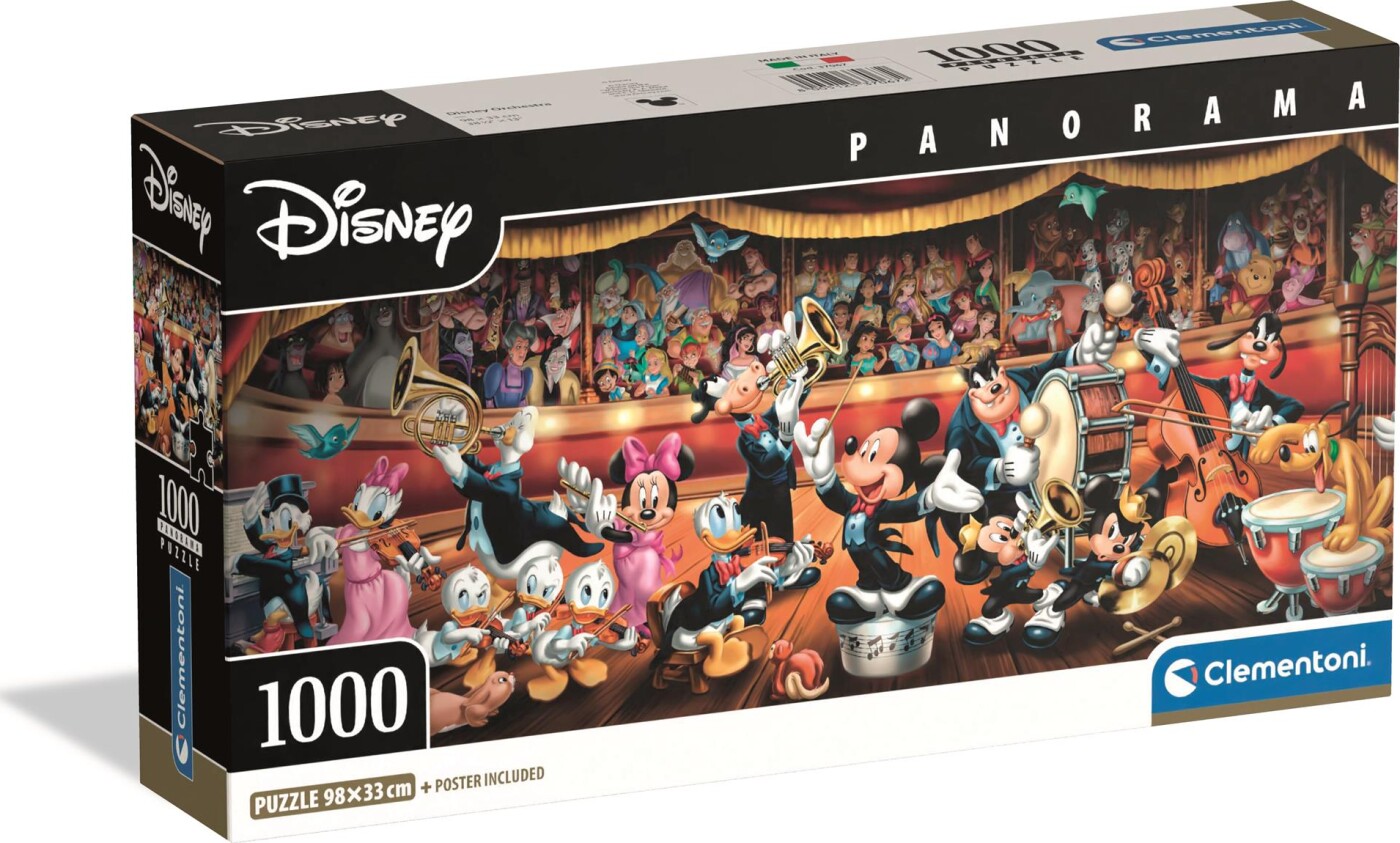 Disney Puslespil - Orkester - High Quality Panorama - 1000 Brikker - Clementoni