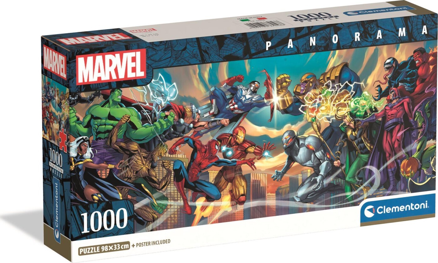 Clementoni Puzzle Panorama HQC Marvel Heroes vs Villains 1000 pieces 2D Puslespil