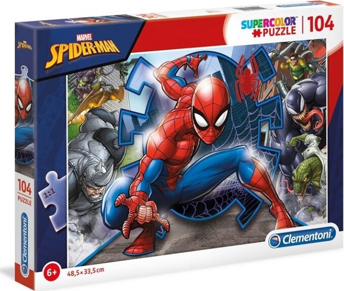 Spiderman Puslespil - Super Color - Clementoni - 104 Brikker