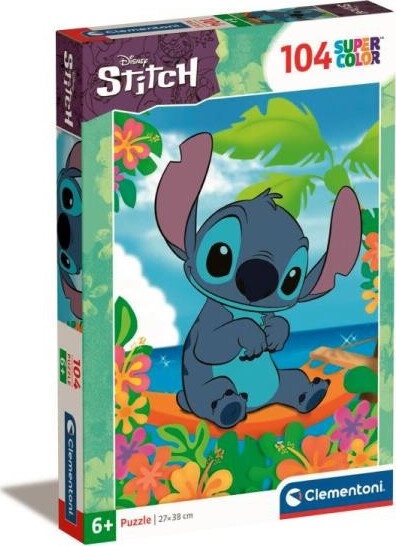 Billede af Disney Puslespil - Stitch - Super Color - 104 Brikker - Clementoni hos Gucca.dk
