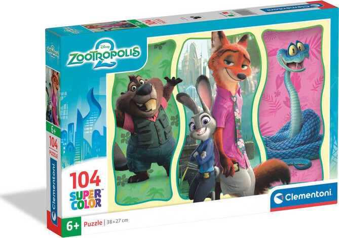 Clementoni - Zootopia 2 2025 Puslespil - Super Color - 104 Brikker