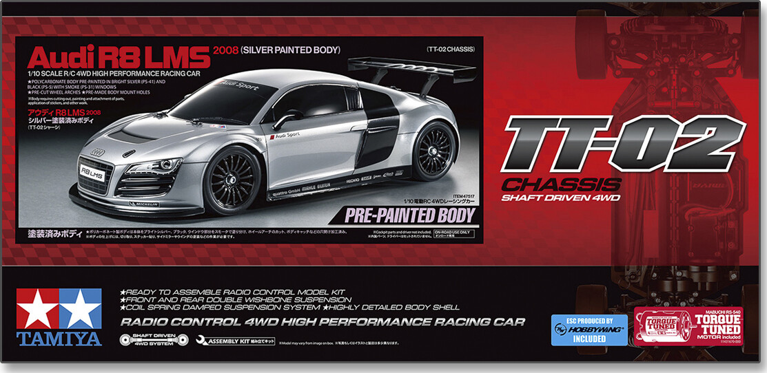 Tamiya 47517 - Audi R8 Lms 200 Rc - Tt-02 - Pre-painted - 1:10
