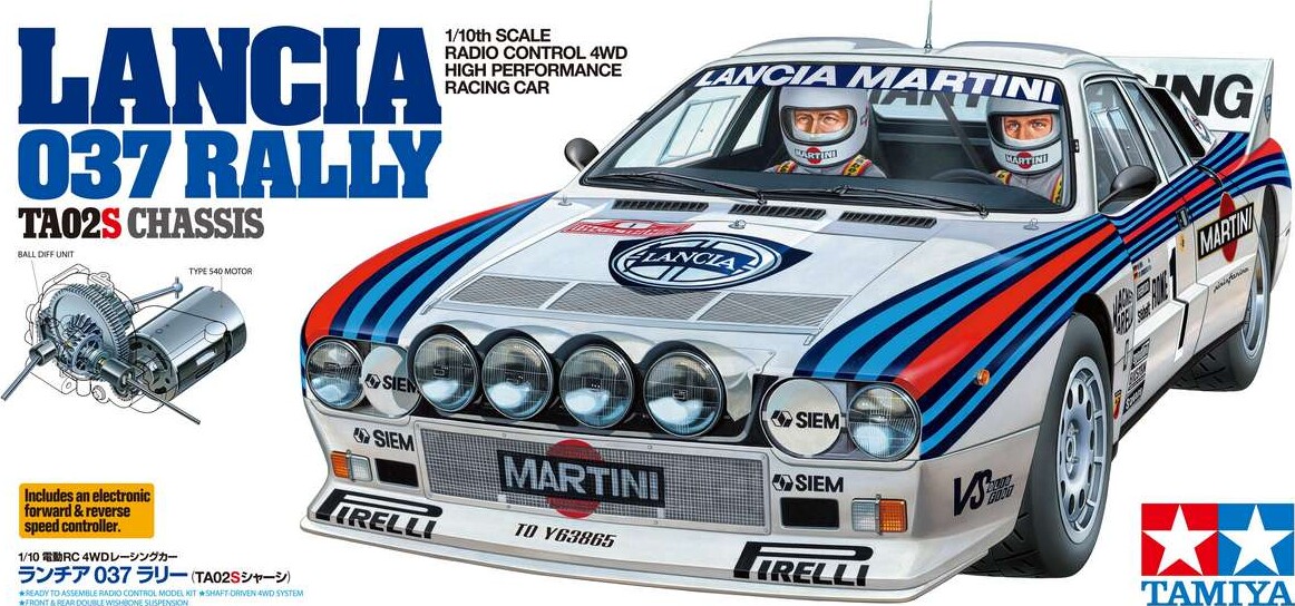 Tamiya - Lancia 037 Rally Ta02-s R/c Bil Byggesæt - 1/10 - 58654