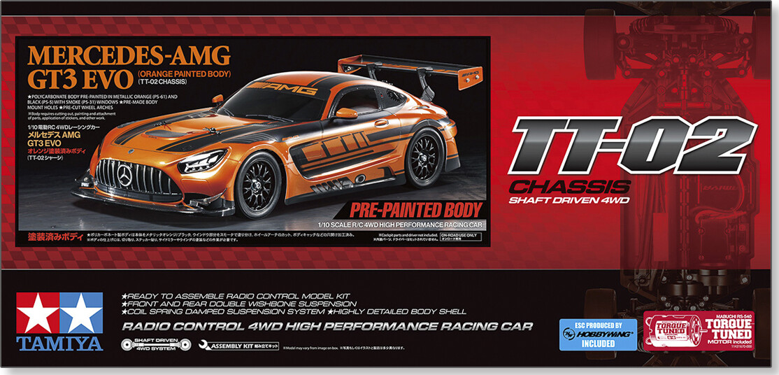Tamiya 47519 - Rc Mercedes-amg Gt3 Evo Painted Tt02 - 1:10