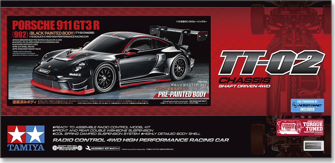 Tamiya 47512 - Porsche 911 Gt3 R 992 Rc - Tt-02 - Painted - 1:10
