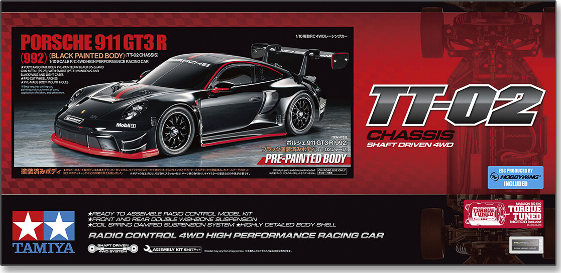 Tamiya 47512 - Porsche 911 Gt3 R 992 Rc - Tt-02 - Painted - 1:10
