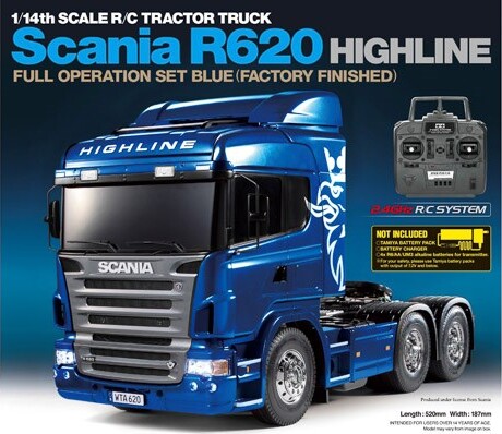 Tamiya - Rc Scania R620 Blue Full Option Fjernstyret Lastbil - 1:14 - 23674