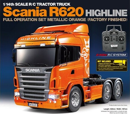 Tamiya - Rc Scania R620 Orange Full Option Fjernstyret Lastbil - 1:14 - 23689