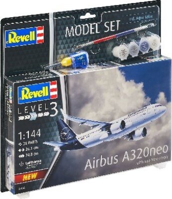 Revell - Airbus A320neo Modelfly Byggesæt - Level 3 - 1:144 - 63942