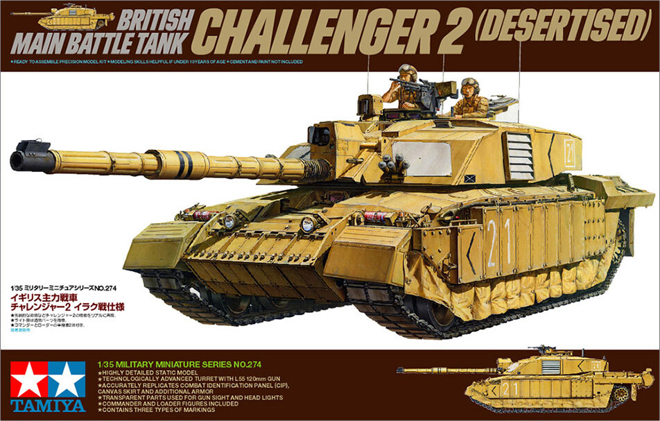 Billede af Tamiya - Challenger 2 Desert Model Tank Byggesæt - 1:35 - 35274