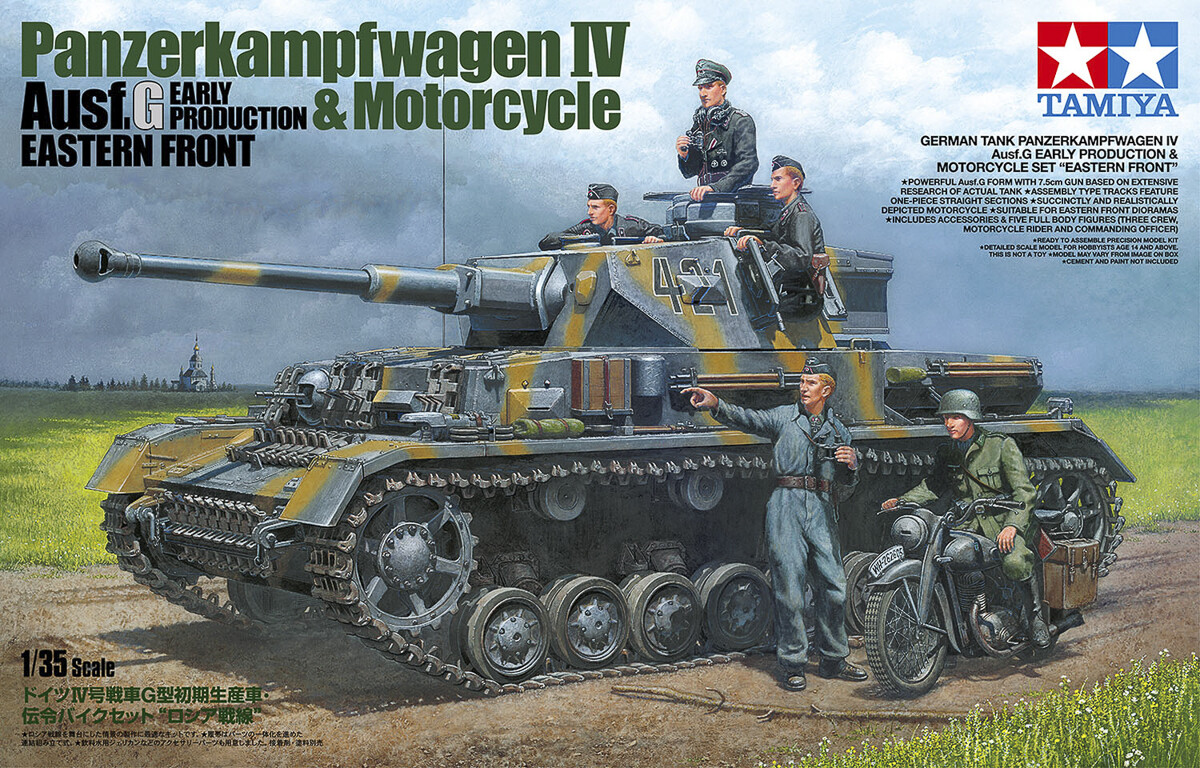 Tamiya - Panzerkampfwagen Iv Ausf.g & Motorcycle Byggesæt - 1:35 - 25209