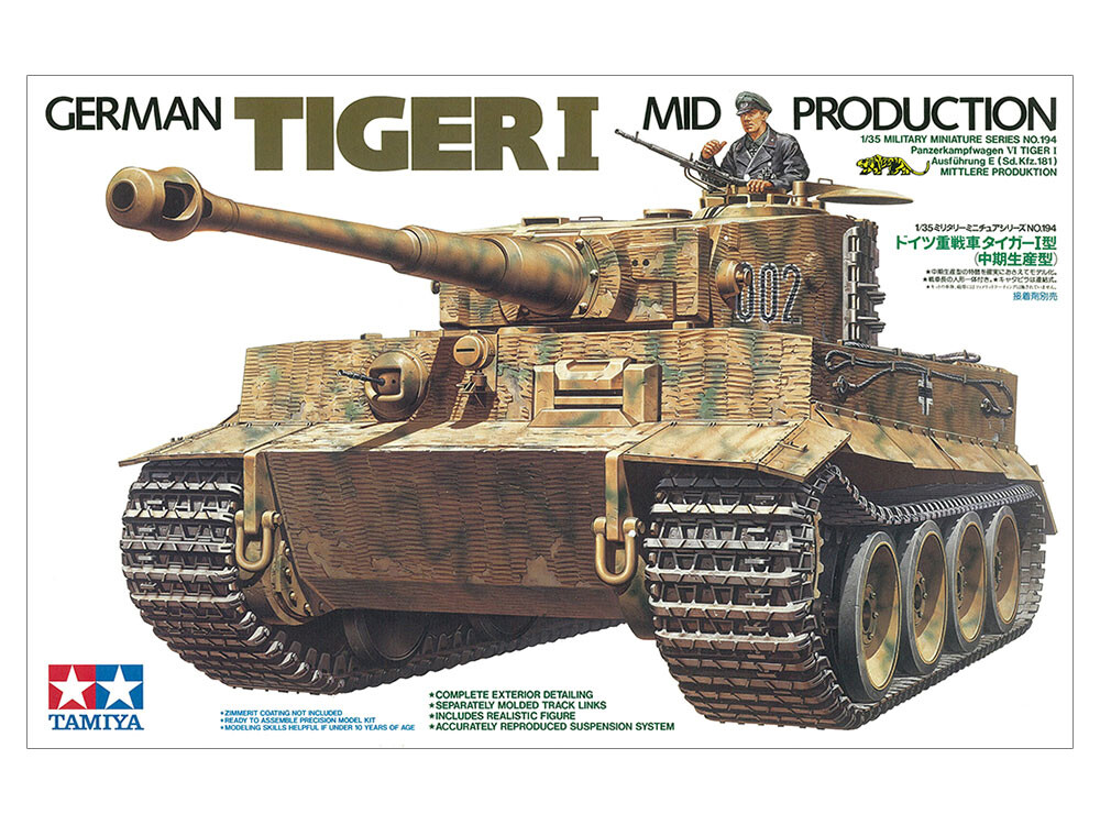 Tamiya - Tiger I Mid Production Tank Byggesæt - 1:35 - 35194