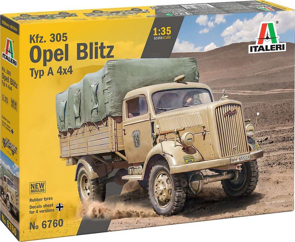 Italeri 6760 - Kfz. 305 Opel Blitz Typ A 4x4 Lastbil Byggesæt - 1:35