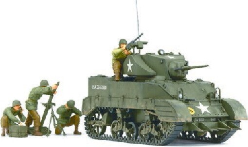 Billede af Tamiya - M5a1 Tank Med 4 Model Figurer Byggesæt - 1:35 - 35313