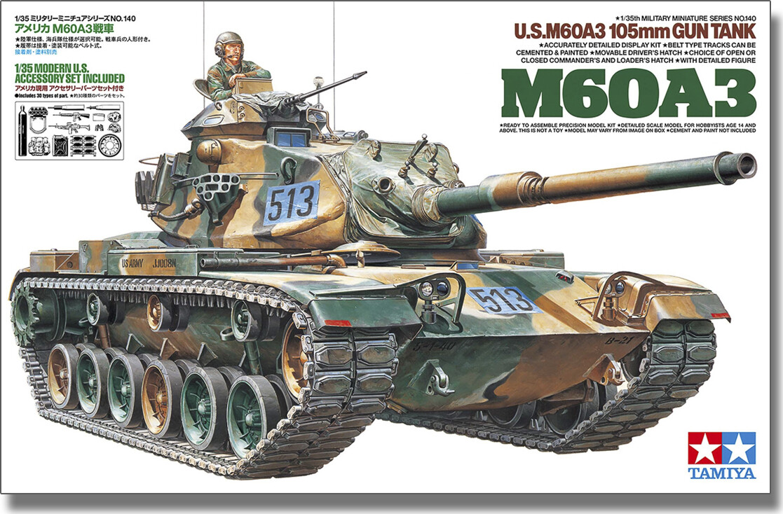 Tamiya 35140 - U.s. M60a3 105mm Gun Tank Byggesæt - 1:35