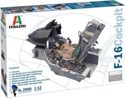 Italeri - F-16 Cockpit Model Byggesæt - 1:12 - 2990