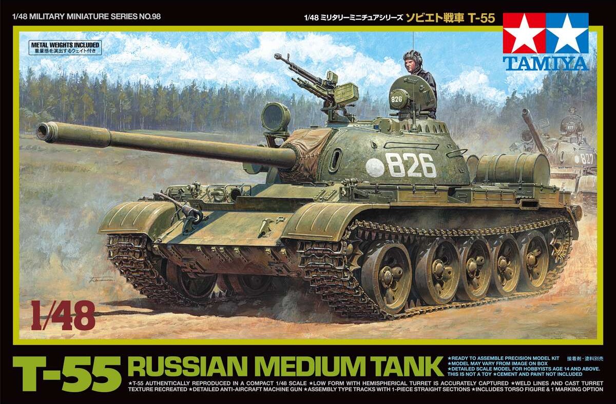 Tamiya - T-55 Russian Medium Tank Byggesæt - 1:48 - 32598