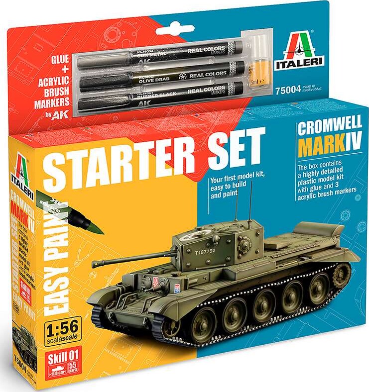 Italeri 75004 - Cromwell Mk.iv Tank - Starter Set - 1:56