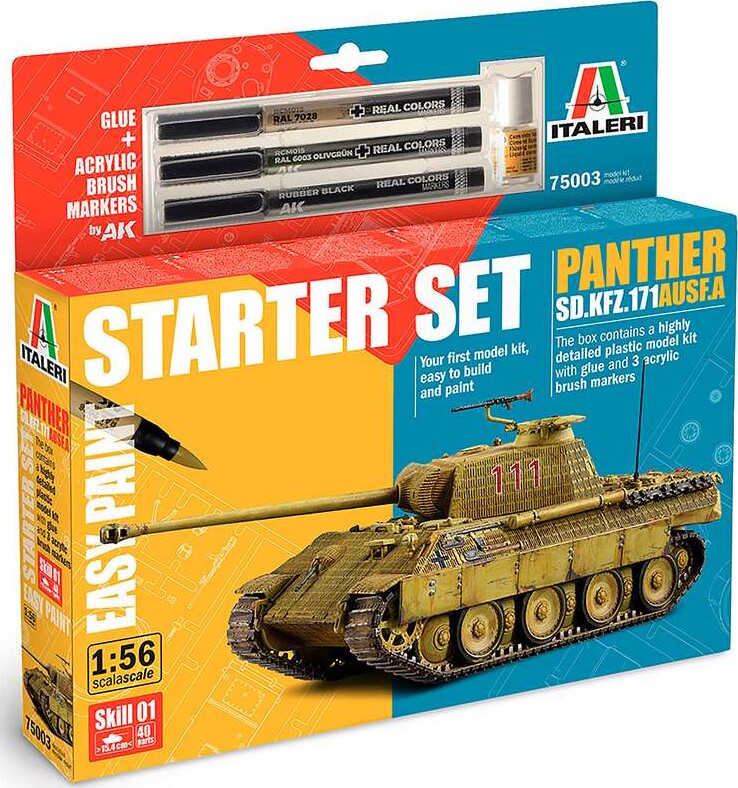 Italeri 75003 - Panther Sd.kfz.171 Ausf.a. Tank - Starter Set - 1:56