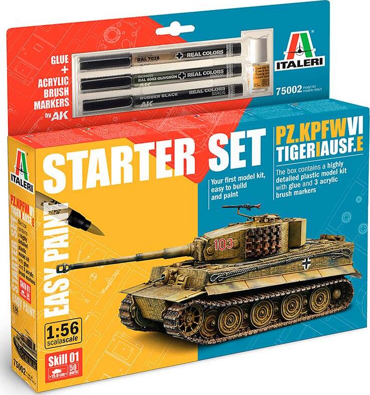 Italeri 75002 - Pz.kpfw.vi - Tiger I Ausf. E Tank - Starter Set - 1:56