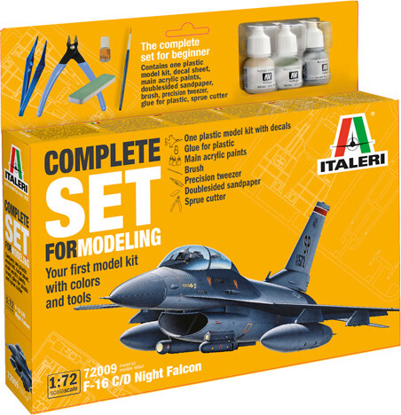 Se Italeri - F-16 C/d Night Falcon Complete Model Set - 1:72 - 72009 hos Gucca.dk